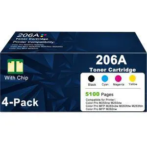 206A Toner Cartridges Combo Pack Replacement for HP 206 206X W2110A Work with LaserJet Pro MFP M283fdw M283cdw M283fdn M282nw and Pro M255dw M255nw Printer with Chip - 4 Pack Black Cyan Yellow Magenta 206A Toner Cartridges Combo Pack Replacement for HP 206 206X W2110A Work with LaserJet Pro MFP M283fdw M283cdw M283fdn M282nw and Pro M255dw M255nw Printer with Chip - 4 Pack Black Cyan Yellow Magenta