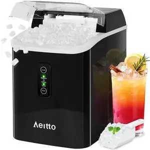 Nugget Ice Maker Countertop, 42lbs/24H Ice Machine with 1.5L Water Tank, Rapid Ice Release in 6 Mins, Self-Cleaning Pebble Ice Maker with Basket and Scoop for Home Office RV and Party, Black Nugget Ice Maker Countertop, 42lbs/24H Ice Machine with 1.5L Water Tank, Rapid Ice Release in 6 Mins, Self-Cleaning Pebble Ice Maker with Basket and Scoop for Home Office RV and Party, Black
