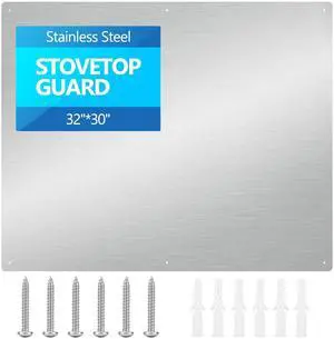 32" x 30" Thicken Heavy Range Hoods Stainless Steel Backsplash,Panel Splatter Guard for Stovetop,6 Pre Drilled Holes for Easy Installation,Keep the Walls Clean, Bright and Beautiful (32" x 30") 32" x 30" Thicken Heavy Range Hoods Stainless Steel Backsplash,Panel Splatter Guard for Stovetop,6 Pre Drilled Holes for Easy Installation,Keep the Walls Clean, Bright and Beautiful (32" x 30")