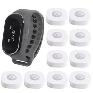 Wireless Calling System, 1 Wrist Watch Receiver 10 Call Buttons Caregiver Nurse Call System Restaurant Waiter Pager System for Restaurant Bar Hospital Clinic Cafe Wireless Calling System, 1 Wrist Watch Receiver 10 Call Buttons Caregiver Nurse Call System Restaurant Waiter Pager System for Restaurant Bar Hospital Clinic Cafe