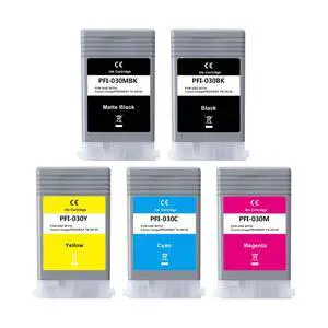 PFI 030 Ink Cartridges 5Pack PFI-030 PFI-030MBK PFI-030BK PFI-030C PFI-030M PFI-030Y Compatible for Canon imagePROGRAF TA-20 TA-30 TM-240 TM-340 Printers 55ML (1MBK, 1B 1C, 1M, 1Y) PFI 030 Ink Cartridges 5Pack PFI-030 PFI-030MBK PFI-030BK PFI-030C PFI-030M PFI-030Y Compatible for Canon imagePROGRAF TA-20 TA-30 TM-240 TM-340 Printers 55ML (1MBK, 1B 1C, 1M, 1Y)