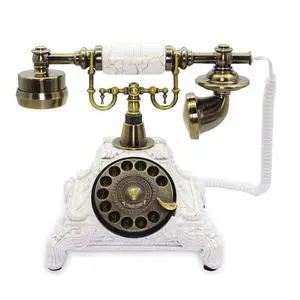 Rotary Antique Telephone,White Retro Landline Turntable Telephone Decoration Home Office Telephone(White-117CS) Rotary Antique Telephone,White Retro Landline Turntable Telephone Decoration Home Office Telephone(White-117CS)