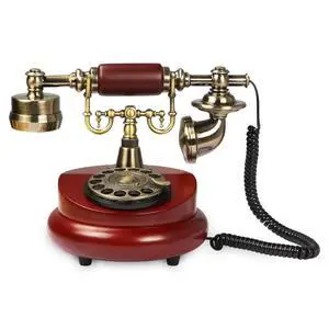 Retro Landline Turntable Telephone, European Vintage Antique Style Fixed Telephone Decoration (Red color-201AS) Retro Landline Turntable Telephone, European Vintage Antique Style Fixed Telephone Decoration (Red color-201AS)