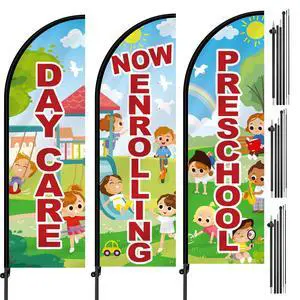 3 Set 7 ft Now Enrolling Day Care Feather Flags with Pole Kit and Ground Stake Weatherproof Polyester Now Enrolling Flags Day Care Marketing Sign Banner for Schools Child Business Advertising 3 Set 7 ft Now Enrolling Day Care Feather Flags with Pole Kit and Ground Stake Weatherproof Polyester Now Enrolling Flags Day Care Marketing Sign Banner for Schools Child Business Advertising