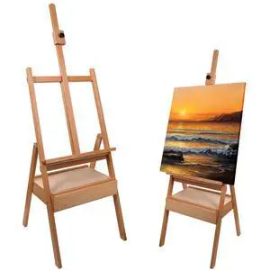 Beech Wood H-Frame Easel, 59"75" Adjustable Height Studio Easel with Drawer & Shelf, 41" Canvas Holder 20KG Load, Heavy Duty Art Easel for Adults Artists Students Painting Display Beech Wood H-Frame Easel, 59"75" Adjustable Height Studio Easel with Drawer & Shelf, 41" Canvas Holder 20KG Load, Heavy Duty Art Easel for Adults Artists Students Painting Display