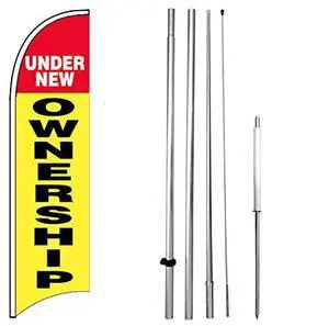 Under New Ownership - Windless Feather Swooper Flag Banner Sign Kit yb-h Under New Ownership - Windless Feather Swooper Flag Banner Sign Kit yb-h