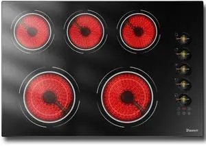 Upgraded 30" Electric Cooktop 8600W High Power Built-in 240V | 5 Burners 30 Inch Electric Stove with Timer, Safety Lock, Knob Control, Cut-out Size: 29.13"x19.3", 220V Hard Wired (No Plug) Upgraded 30" Electric Cooktop 8600W High Power Built-in 240V | 5 Burners 30 Inch Electric Stove with Timer, Safety Lock, Knob Control, Cut-out Size: 29.13"x19.3", 220V Hard Wired (No Plug)