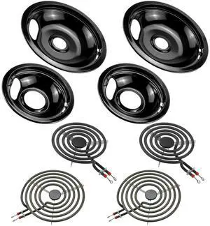 W10290350 W10290353 Black Porcelain Drip Pans and MP22YA Electric Stove Burner Element Set Replacement for Amana Whirlpool Electric Stove, Replace W10288051 Drip Pans by W10290350 W10290353 Black Porcelain Drip Pans and MP22YA Electric Stove Burner Element Set Replacement for Amana Whirlpool Electric Stove, Replace W10288051 Drip Pans by