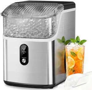 Nugget Ice Maker Countertop, Pebble Ice Machine with Soft Chewable Pellet Ice, 35Lbs/24H, Self-Cleaning, One-Click Operation for Kitchen, Office, Home, Stainless Steel Silver Nugget Ice Maker Countertop, Pebble Ice Machine with Soft Chewable Pellet Ice, 35Lbs/24H, Self-Cleaning, One-Click Operation for Kitchen, Office, Home, Stainless Steel Silver