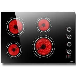 30 Inch Electric Cooktop 6700W Knob Control Built-in | 30 In Electric Stove 4 Burner with Timer, Safety Lock, Dual Ring, Cut-out Size: 29.13"x19.3", 240V Hard Wired (No Plug) 30 Inch Electric Cooktop 6700W Knob Control Built-in | 30 In Electric Stove 4 Burner with Timer, Safety Lock, Dual Ring, Cut-out Size: 29.13"x19.3", 240V Hard Wired (No Plug)