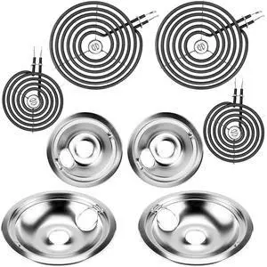WB31T10010 WB31T10011 Chrome Drip Pans and WB30M1 WB30M2 Electric Stove Burners Replacement for G.E Hot-point Stove, 6" & 8 Drip Pans and Stove Burner Element Set by - 1 Year WB31T10010 WB31T10011 Chrome Drip Pans and WB30M1 WB30M2 Electric Stove Burners Replacement for G.E Hot-point Stove, 6" & 8 Drip Pans and Stove Burner Element Set by - 1 Year