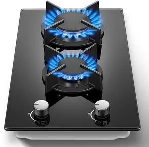Gas Stove 2 Burner, Propane Cooktop 12 Inch, Built-in Gas Cooktop Black Tempered Glass Stove Top with Thermocouple Protection, LPG/NG Dual Fuel Hob for Apartment, Kitchen, RV Gas Stove 2 Burner, Propane Cooktop 12 Inch, Built-in Gas Cooktop Black Tempered Glass Stove Top with Thermocouple Protection, LPG/NG Dual Fuel Hob for Apartment, Kitchen, RV