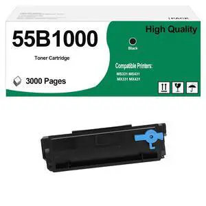 55B1000 Black Toner Cartridge Use for MS331 MS331dn MS431 MS431dn MS431dw MX331 MX331adn MX431 MX431adn MX431adw Printers (3,000 Pages) 55B1000 Black Toner Cartridge Use for MS331 MS331dn MS431 MS431dn MS431dw MX331 MX331adn MX431 MX431adn MX431adw Printers (3,000 Pages)