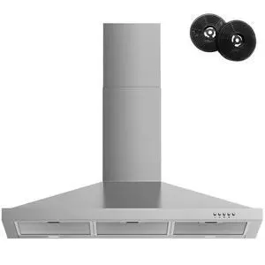Range Hood 36 inch with Ducted/Ductless Convertible, 450 CFM Stainless Steel Wall Mount Chimney-Style Kitchen Hood, Over Stove Vent Hood with 3 Speed Fan, Charcoal Filters Range Hood 36 inch with Ducted/Ductless Convertible, 450 CFM Stainless Steel Wall Mount Chimney-Style Kitchen Hood, Over Stove Vent Hood with 3 Speed Fan, Charcoal Filters