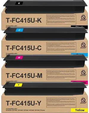 Toshiba T-FC415U TFC415U Toner Cartridge Replacement for | T-FC415U-K T-FC415U-C T-FC415U-M T-FC415U-Y for E-Studio 2515AC 3015AC 3515AC 4515AC 5015AC Printer (BCMY 4-Pack) Toshiba T-FC415U TFC415U Toner Cartridge Replacement for | T-FC415U-K T-FC415U-C T-FC415U-M T-FC415U-Y for E-Studio 2515AC 3015AC 3515AC 4515AC 5015AC Printer (BCMY 4-Pack)