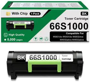 66S1000 Black Toner Cartridge (5,000 Pages)Compatible for Lexmark MS531 | 66S1H00 Toner Cartridge for MS531dw MS631 MS631dw MS632 MS632dwe MX532 MX532adwe MX632 MX632adwe Printer(1-Pack,With Chip) 66S1000 Black Toner Cartridge (5,000 Pages)Compatible for Lexmark MS531 | 66S1H00 Toner Cartridge for MS531dw MS631 MS631dw MS632 MS632dwe MX532 MX532adwe MX632 MX632adwe Printer(1-Pack,With Chip)