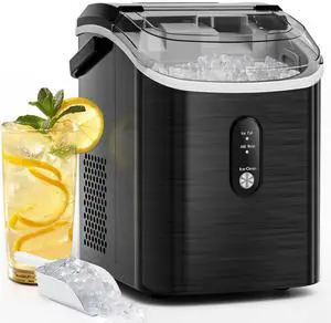 Nugget Ice Makers Countertop with Auto-Cleaning, 35lbs/Day, Portable Sonic Ice Machine with Handle, Basket and Scoop for Home/Kitchen/Office/Camping(Stainless Steel Black) Nugget Ice Makers Countertop with Auto-Cleaning, 35lbs/Day, Portable Sonic Ice Machine with Handle, Basket and Scoop for Home/Kitchen/Office/Camping(Stainless Steel Black)