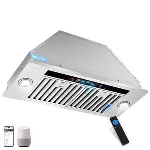 Range Hood Insert 30 inch, 900 CFM Stainless Steel Kitchen Hood | Smart App/Voice/Gesture/Touch Control, 4 Fan Speed, Ductless Range Hood Convertible, Adjustable LED Lights Range Hood Insert 30 inch, 900 CFM Stainless Steel Kitchen Hood | Smart App/Voice/Gesture/Touch Control, 4 Fan Speed, Ductless Range Hood Convertible, Adjustable LED Lights