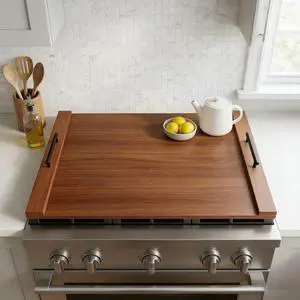 Walnut Finish Stove Top Cover for Gas & Electric Range | 30"x22" Rustic Noodle Board with Handles | RV Kitchen Workspace Saver Walnut Finish Stove Top Cover for Gas & Electric Range | 30"x22" Rustic Noodle Board with Handles | RV Kitchen Workspace Saver