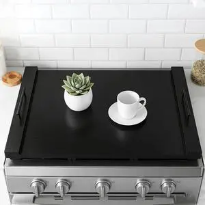 Wooden Stove Top Cover 30x22 with Handles for Gas Electric, Sink | coffee bar or serving station - Use this noodle board stove cover to keep everyday essentials organized and within reach Wooden Stove Top Cover 30x22 with Handles for Gas Electric, Sink | coffee bar or serving station - Use this noodle board stove cover to keep everyday essentials organized and within reach