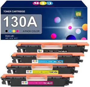 130A Toner Cartridge 4 Pack(with Chip) Remanufactured | Compatible for CF350A CF351A CF352A CF353A for Pro Color MFP M177fw M176n M177 M176 Printer(Black Cyan Magenta Yellow) 130A Toner Cartridge 4 Pack(with Chip) Remanufactured | Compatible for CF350A CF351A CF352A CF353A for Pro Color MFP M177fw M176n M177 M176 Printer(Black Cyan Magenta Yellow)