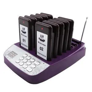 10-Pack Wireless Pager System - Social Distancing Buzzer & Guest Calling Device for Restaurants, Retail, Healthcare (Waterproof, Rechargeable Beepers) 10-Pack Wireless Pager System - Social Distancing Buzzer & Guest Calling Device for Restaurants, Retail, Healthcare (Waterproof, Rechargeable Beepers)