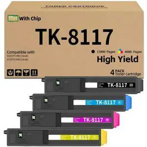 TK8117 TK-8117 Toner Cartridges With Chip Replacement for Kyocera TK-8117K TK-8117C TK-8117M TK-8117Y 1T02P30US0 1T02P3CUS0 1T02P3BUS0 Compatible with Kyocera ECOSYS M8124cidn M8130cidn (4 Pack) TK8117 TK-8117 Toner Cartridges With Chip Replacement for Kyocera TK-8117K TK-8117C TK-8117M TK-8117Y 1T02P30US0 1T02P3CUS0 1T02P3BUS0 Compatible with Kyocera ECOSYS M8124cidn M8130cidn (4 Pack)
