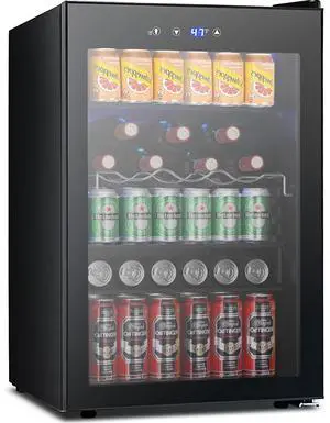 Beverage Refrigerator 145 Can Wine Cooler Freestanding Mini Fridge Small with Digital Temperature Control, Glass Door, and Child Lock, Quiet Drink Refrigerator for Home, Bar 4.5 Cu. Ft Beverage Refrigerator 145 Can Wine Cooler Freestanding Mini Fridge Small with Digital Temperature Control, Glass Door, and Child Lock, Quiet Drink Refrigerator for Home, Bar 4.5 Cu. Ft