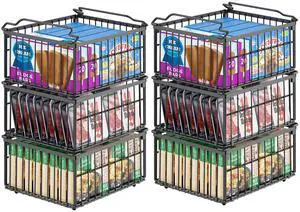 Freezer Organizer Bins, 6 Pack Big Stackable Deep Chest Freezer Organizer Bins, Foldable Baskets with Handles, Black Storage Container Baskets for 5 to 9 Cu.FT Deep Freezer Sort Frozen Meats Freezer Organizer Bins, 6 Pack Big Stackable Deep Chest Freezer Organizer Bins, Foldable Baskets with Handles, Black Storage Container Baskets for 5 to 9 Cu.FT Deep Freezer Sort Frozen Meats