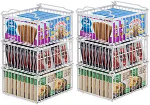 Freezer Organizer Bins, 6 Pack Big Stackable Deep Chest Freezer Organizer Bins, Foldable Baskets with Handles, White Storage Container Baskets for 5 to 9 Cu.FT Deep Freezer Sort Frozen Meats Freezer Organizer Bins, 6 Pack Big Stackable Deep Chest Freezer Organizer Bins, Foldable Baskets with Handles, White Storage Container Baskets for 5 to 9 Cu.FT Deep Freezer Sort Frozen Meats