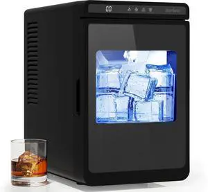 Crystal Clear Ice Maker, Compact Countertop Ice Machine, 3 x 1.6 Ice Cubes in10-Mins, Self-Cleaning, LED Light & Timer, Portable Electric Ice Maker for Kitchen, Bar, RV, Black Crystal Clear Ice Maker, Compact Countertop Ice Machine, 3 x 1.6 Ice Cubes in10-Mins, Self-Cleaning, LED Light & Timer, Portable Electric Ice Maker for Kitchen, Bar, RV, Black