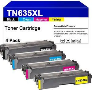 TN635 TN635XL High Yield Toner Cartridge Replacement for Brother TN635XL Toner Work for HL-L8430CDW, HL-L8430CDWT, HL-L8570CDW,MFC-L8730CDW, MFC-L8930CDW, MFC-L8970CDW and MFC-EX575 Printers4 Pack TN635 TN635XL High Yield Toner Cartridge Replacement for Brother TN635XL Toner Work for HL-L8430CDW, HL-L8430CDWT, HL-L8570CDW,MFC-L8730CDW, MFC-L8930CDW, MFC-L8970CDW and MFC-EX575 Printers4 Pack