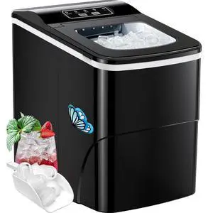 Ice Makers Countertop - Portable Ice Maker Machine for Countertop, Make 26 lbs Ice in 24 hrs, 2 Sizes of Bullet-Shaped Ice with Ice Scoop and Basket, Black Ice Makers Countertop - Portable Ice Maker Machine for Countertop, Make 26 lbs Ice in 24 hrs, 2 Sizes of Bullet-Shaped Ice with Ice Scoop and Basket, Black