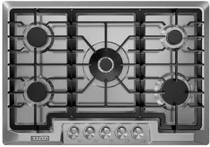 30 Inch Built-in Gas Cooktop with 5 Sealed SABAF Burners | Stainless Steel Surface, LPG/NG Convertible, Flame Failure Protection, Dishwasher Safe Grates 30 Inch Built-in Gas Cooktop with 5 Sealed SABAF Burners | Stainless Steel Surface, LPG/NG Convertible, Flame Failure Protection, Dishwasher Safe Grates