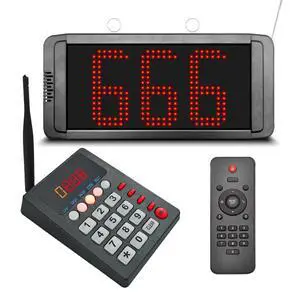 Wireless Queue Calling System Take a Number System 3-Dight Now Serving Number System with Voice Prompt for Restaurant Hospital Bank Waiting Line Management (1 Keypad + 1 Display) Wireless Queue Calling System Take a Number System 3-Dight Now Serving Number System with Voice Prompt for Restaurant Hospital Bank Waiting Line Management (1 Keypad + 1 Display)