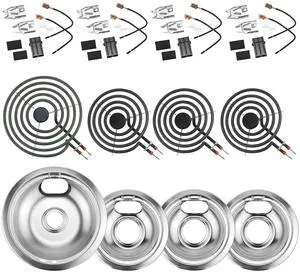 Silver Burner Drip Pans and Stove Burners and Surface Element Receptacle | Pans W10196405(8) W10196406(6)+Burners MP15YA(6") MP21YA(8")+330031 Receptacle Compatible for Whirlpool Kenmor by Silver Burner Drip Pans and Stove Burners and Surface Element Receptacle | Pans W10196405(8) W10196406(6)+Burners MP15YA(6") MP21YA(8")+330031 Receptacle Compatible for Whirlpool Kenmor by