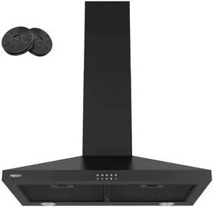 Wall Mount Range Hood 30 inch, 380 CFM Kitchen Hood | Ducted/Ductless Convertible, 3 Speed Exhaust Fan with LED light, Balck Wall Mount Range Hood 30 inch, 380 CFM Kitchen Hood | Ducted/Ductless Convertible, 3 Speed Exhaust Fan with LED light, Balck