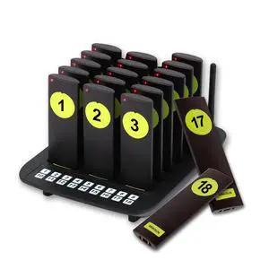 Long Range Wireless Restaurant Pager System,2000Ft Coverage with Vibration & Flashing Alert, Ideal for Food Trucks, Cafes, and Hospitals 18 Pagers Long Range Wireless Restaurant Pager System,2000Ft Coverage with Vibration & Flashing Alert, Ideal for Food Trucks, Cafes, and Hospitals 18 Pagers