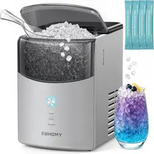 Countertop Nugget Ice Maker, 35lbs Daily Sonic Crushed Ice Machine | Ice Ready in 5 Mins, Dual-Pump Self-Cleaning, Detachable Lid, Pebble Ice Maker with Basket, Scoop, 4 Packs Cleaner, Grey Countertop Nugget Ice Maker, 35lbs Daily Sonic Crushed Ice Machine | Ice Ready in 5 Mins, Dual-Pump Self-Cleaning, Detachable Lid, Pebble Ice Maker with Basket, Scoop, 4 Packs Cleaner, Grey