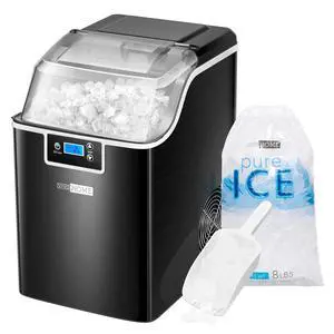 Nugget Ice Maker Countertop, 44lbs/Day, Black | Portable Pebble Soft Chewable Pellet Ice Machine with Self-Cleaning, Scoop, 10 Ice Bags, for Home Kitchen, Party, RV, Camping Nugget Ice Maker Countertop, 44lbs/Day, Black | Portable Pebble Soft Chewable Pellet Ice Machine with Self-Cleaning, Scoop, 10 Ice Bags, for Home Kitchen, Party, RV, Camping