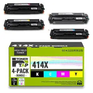 TonerTap 414X Toner Cartridges 4-Pack for HP Printers, High-Yield Replacement for 414A Toner Cartridges, Compatible with MFP M479fdw, M454dw M454dn M480f M455dn TonerTap 414X Toner Cartridges 4-Pack for HP Printers, High-Yield Replacement for 414A Toner Cartridges, Compatible with MFP M479fdw, M454dw M454dn M480f M455dn