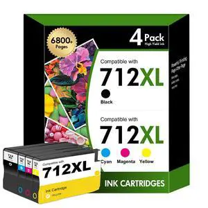 712 T210 712XL Ink Cartridge for HP Printers Black and Color Combo Pack | Replacement for HP 712 XL for DesignJet T210 T650 T630 T230 Studio Plotter Printer (4 Pack, Black, Cyan, Yellow, Magenta) 712 T210 712XL Ink Cartridge for HP Printers Black and Color Combo Pack | Replacement for HP 712 XL for DesignJet T210 T650 T630 T230 Studio Plotter Printer (4 Pack, Black, Cyan, Yellow, Magenta)