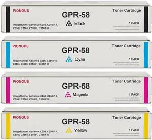 GPR58 GPR-58 Toner Cartridge Set (4-Pack, 1BK+1C+1M+1Y) Compatible GPR 58 Toner Replacement for Canon GPR-58 Toner Cartridge imageRunner Advance C256, C256iF II, C356i, C356ii, C356iF Printer GPR58 GPR-58 Toner Cartridge Set (4-Pack, 1BK+1C+1M+1Y) Compatible GPR 58 Toner Replacement for Canon GPR-58 Toner Cartridge imageRunner Advance C256, C256iF II, C356i, C356ii, C356iF Printer