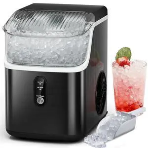 Nugget Ice Maker Countertop, Chewable Pellet Ice Machine with Self Cleaning Function, Pebble Portable Ice Maker with Ice Scoop for Home Kitchen Office (Black) Nugget Ice Maker Countertop, Chewable Pellet Ice Machine with Self Cleaning Function, Pebble Portable Ice Maker with Ice Scoop for Home Kitchen Office (Black)