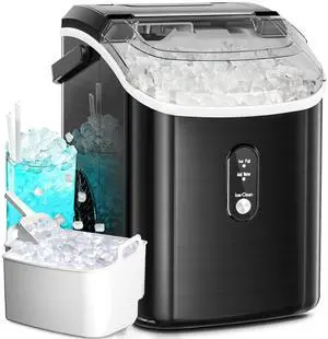 Countertop Ice Maker with Soft Chewable Pellet Ice, 34lbs/24Hrs, One-Click Operation, Self-Cleaning Portable Peddle Ice Machine with Ice Scoop for Kitchen,Office,Bar,RV (Black) Countertop Ice Maker with Soft Chewable Pellet Ice, 34lbs/24Hrs, One-Click Operation, Self-Cleaning Portable Peddle Ice Machine with Ice Scoop for Kitchen,Office,Bar,RV (Black)