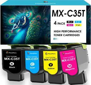 High Capacity MX-C35T MX-C35TB MX-C35TC MX-C35TY MX-C35TM Compatible Toner Cartridges Replacement for Sharp MX-C357F MX-C407P MXC357F MXC407P Printers (Black Cyan Yellow Magenta, 4-Pack) High Capacity MX-C35T MX-C35TB MX-C35TC MX-C35TY MX-C35TM Compatible Toner Cartridges Replacement for Sharp MX-C357F MX-C407P MXC357F MXC407P Printers (Black Cyan Yellow Magenta, 4-Pack)