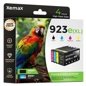 4-Pack 923e Ink Cartridges Compatible for HP 923XL | HP923e Ink Compatible for HP OfficeJet Pro 8135e 8138e 8139e 8122e 8120 8123 8130 8133 Printers, Black Cyan Magenta Yellow 4-Pack 923e Ink Cartridges Compatible for HP 923XL | HP923e Ink Compatible for HP OfficeJet Pro 8135e 8138e 8139e 8122e 8120 8123 8130 8133 Printers, Black Cyan Magenta Yellow