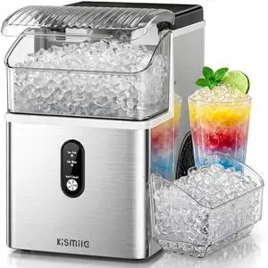 Nugget Ice Maker Countertop, 35Lbs/24H Pebble Ice Maker with Chewable Pellet ice, First Ice in 7 Mins, Self-Cleaning Ice Machine with Removable Basket for Home & Kitchen(Sliver Nugget Ice Maker Countertop, 35Lbs/24H Pebble Ice Maker with Chewable Pellet ice, First Ice in 7 Mins, Self-Cleaning Ice Machine with Removable Basket for Home & Kitchen(Sliver