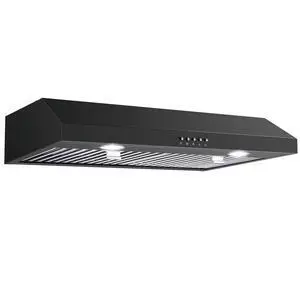 Under Cabinet Range Hood 30 inch,Black Range Hood with 430 Spray-Painted Stainless Steel,3-speed Fan & 700 CFM Kitchen Hood,Ducted/Ductless Range Hoods with 3-Venting,Baffle Filters Under Cabinet Range Hood 30 inch,Black Range Hood with 430 Spray-Painted Stainless Steel,3-speed Fan & 700 CFM Kitchen Hood,Ducted/Ductless Range Hoods with 3-Venting,Baffle Filters
