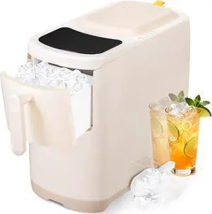Countertop Ice Maker Machine 18lbs/24H, 6-Min Fast Bullet Portable Ice Maker, 6.69 Slim Space-Saving with Auto-Drain Drawer, Self-Cleaning, Scoop for Kitchen RV, Cream White Countertop Ice Maker Machine 18lbs/24H, 6-Min Fast Bullet Portable Ice Maker, 6.69 Slim Space-Saving with Auto-Drain Drawer, Self-Cleaning, Scoop for Kitchen RV, Cream White